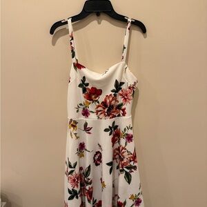 Source Unknown Floral Mini Dress - White and Red